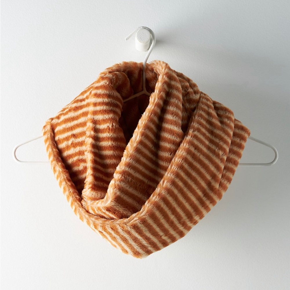 ⏰ Striped Faux Fur Infinity Scarf